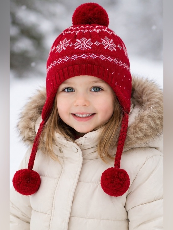 Gymboree Other - Gymboree Fair Isle Print Red Fleece Lined Hat EUC Girls
